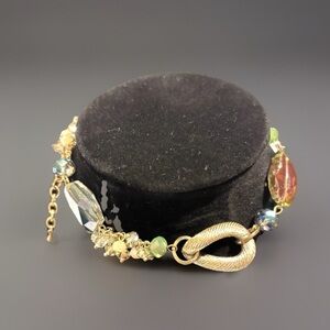 Women’s Multi-colored Gold Tone Gem Hearts Necklace or bracelet beautiful VTG